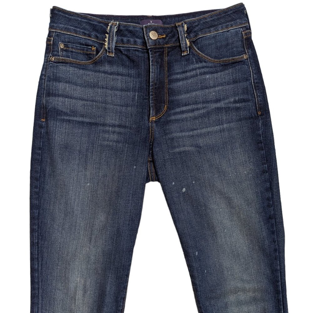 NYDJ Clarissa Ankle Jeans Size 6 Distressed Stretch Blue Jeans Lift and Tuck